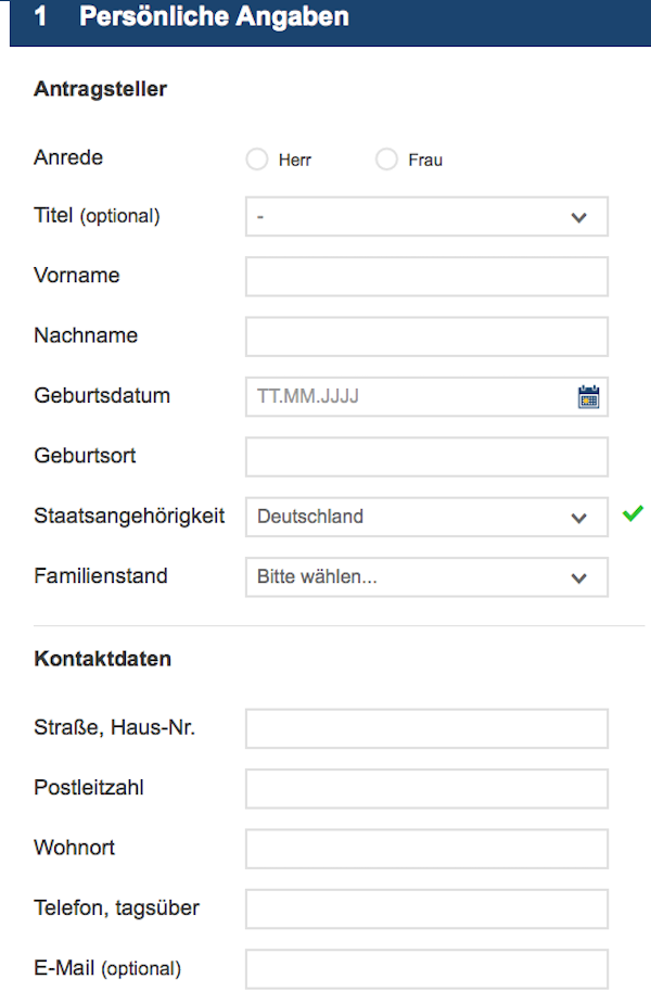 Der Online-Antrag für die Depoteröffnung