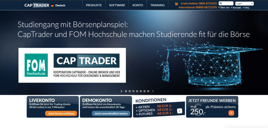 Der Web-Auftritt von CapTrader