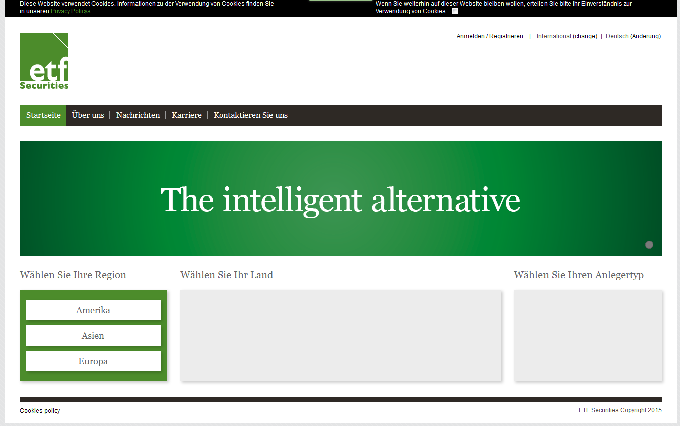  Der Webauftritt von ETF Securities