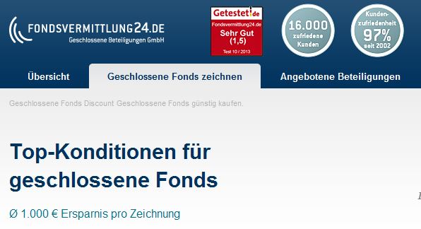  Fondsvermittlung24.de bietet geschlossene Fonds 