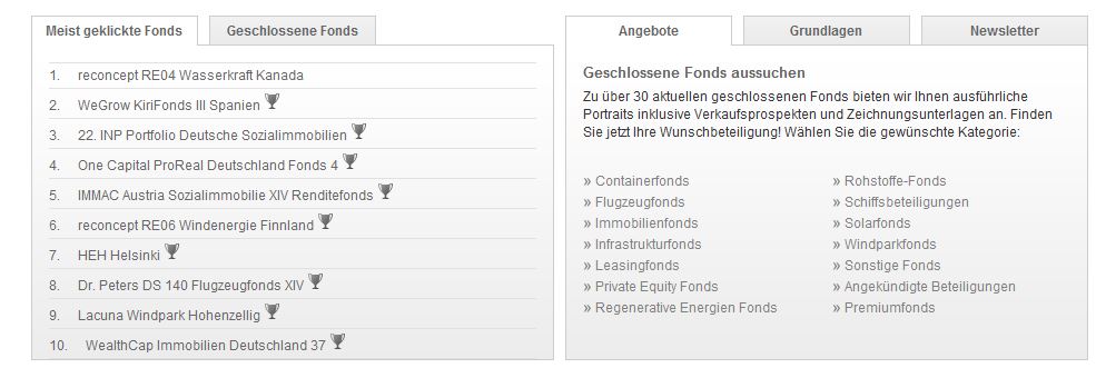 Auswahl der Fonds 