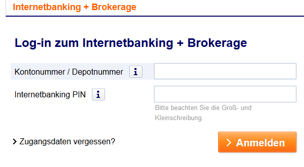 Log-in der ING-DiBa u.a. zum Depot kündigen 