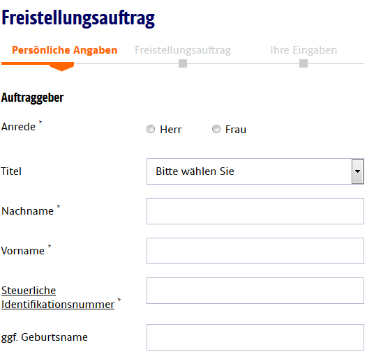 Online Formular der ING-DiBa zum Ausdrucken