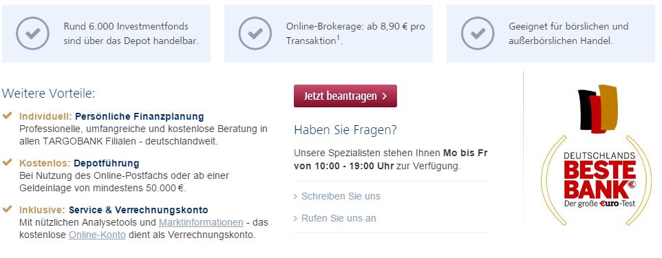 Rundumservice beim Targobank Depot.