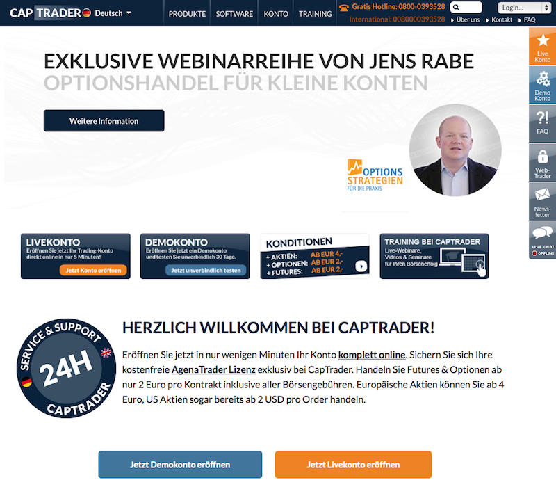 Der Web-Auftritt von CapTrader