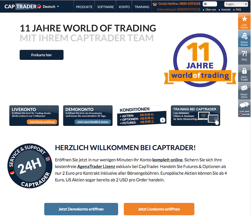 Die Homepage von CapTrader