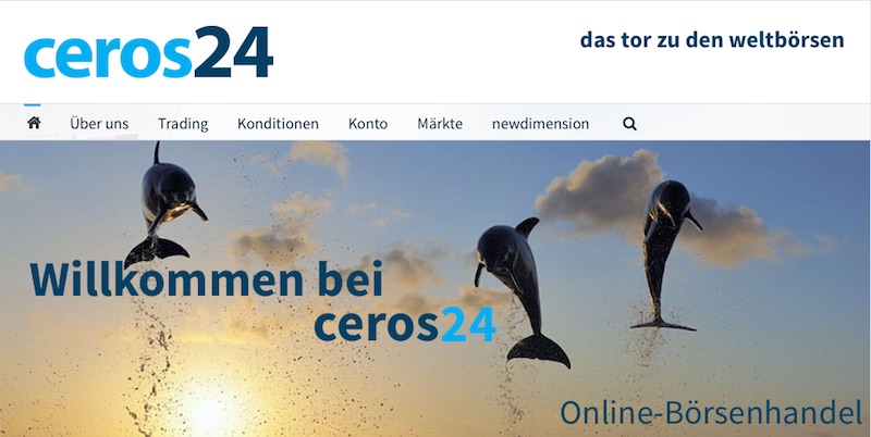 Die Website des Brokers ceros24