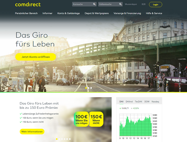 Die Webseite von comdirect