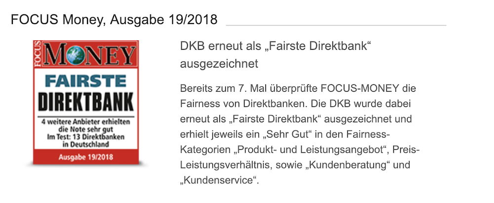 DKB Auszeichnungen