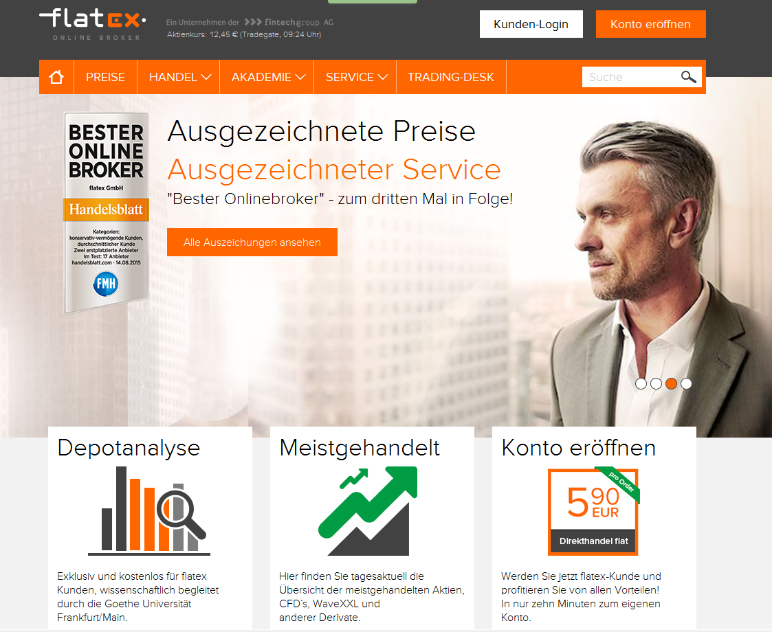 Webseite von flatex