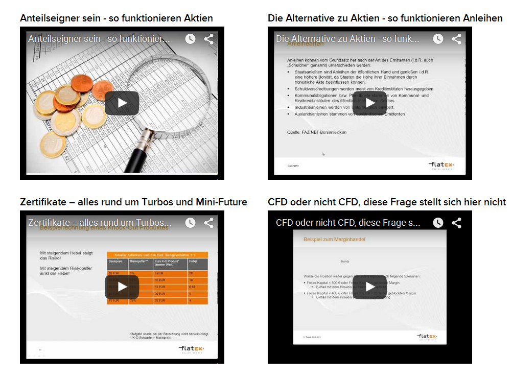 Schulungsvideos des Brokers flatex