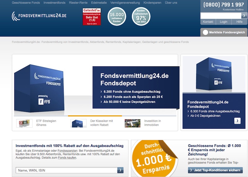 Der Web-Auftritt von Fondsvermittlung24.de