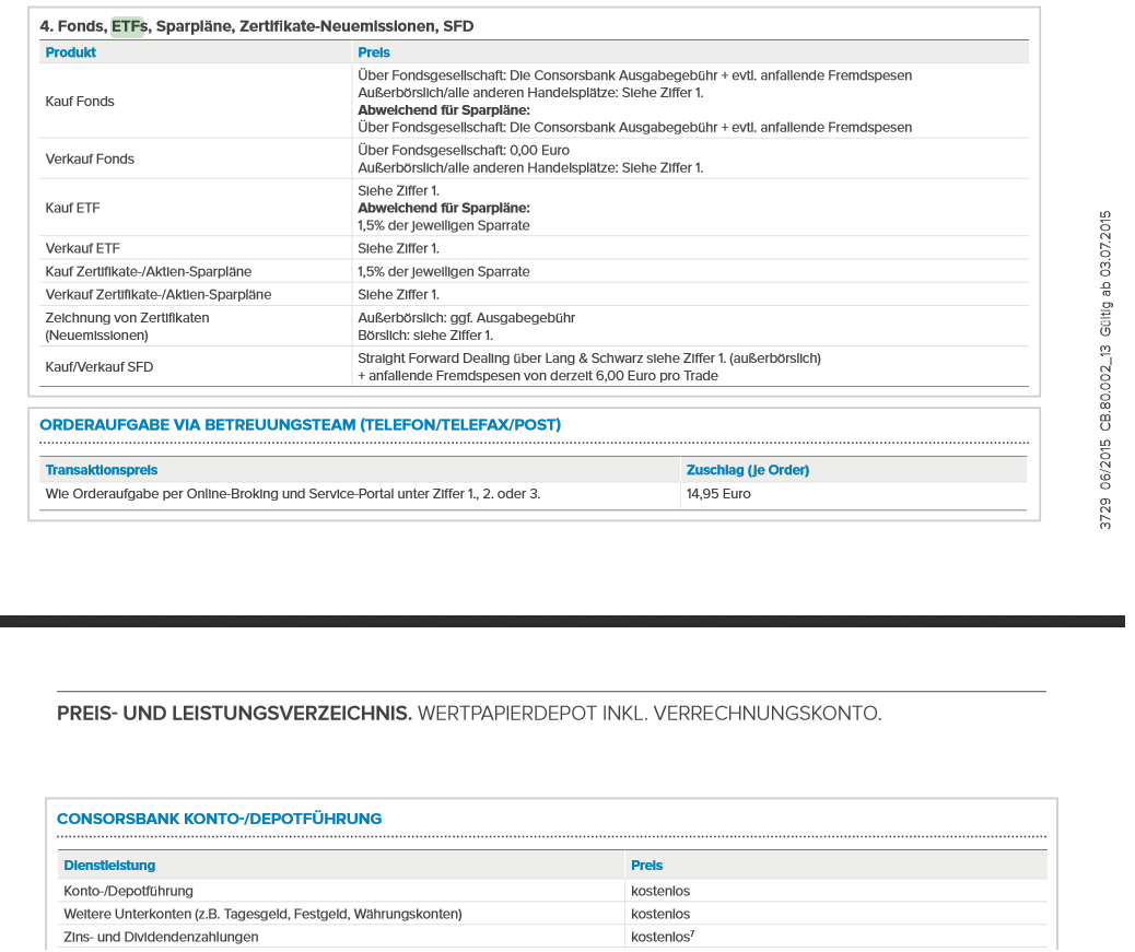 Das Preis- und Leistungsverzeichnis der Consorsbank