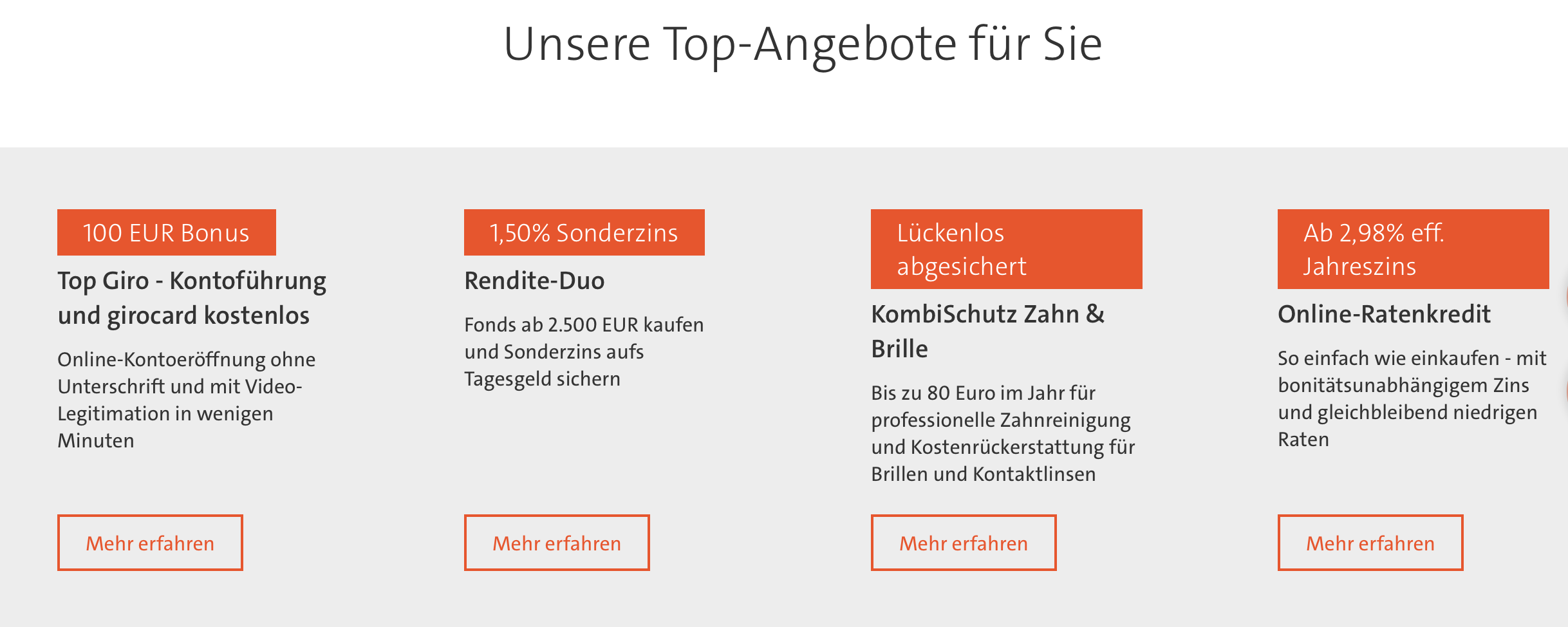 So präsentiert sich die Wüstenrot direct auf der eigenen Webseite