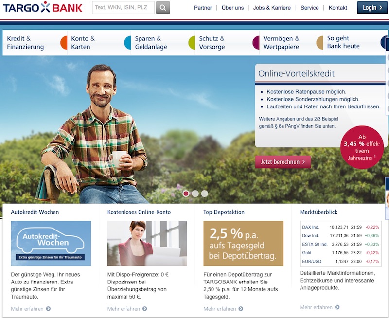 Der web-Auftritt der TARGOBANK