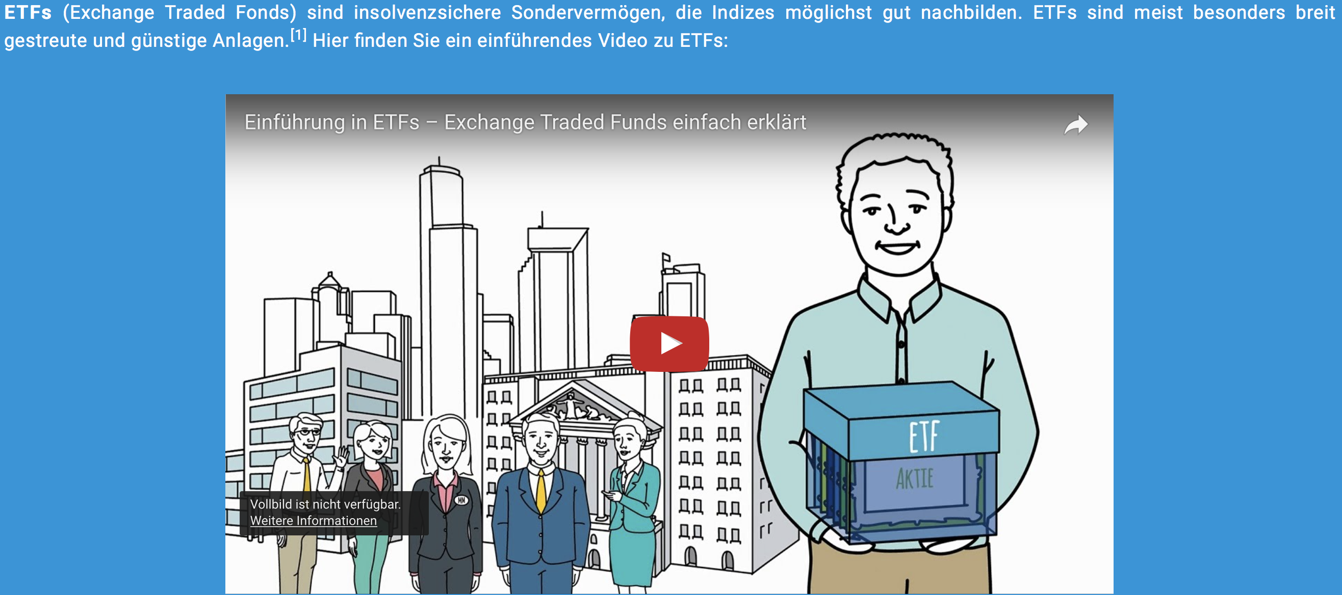Informationsvideo zu ETFs auf der Website von Diversifikator
