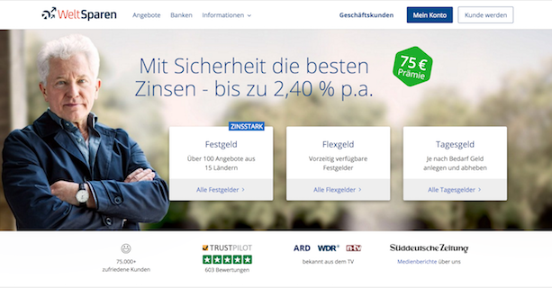 WeltSparen Internetpräsenz