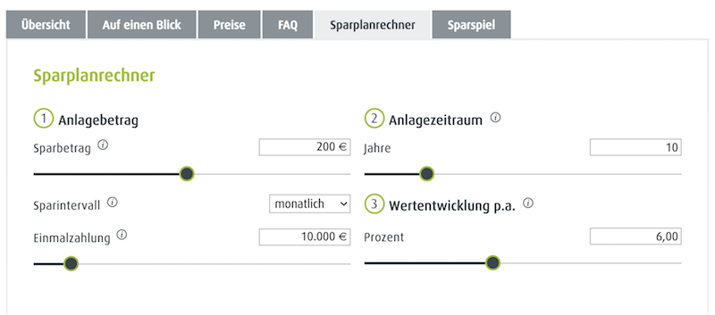 finvesto Sparplanrechner