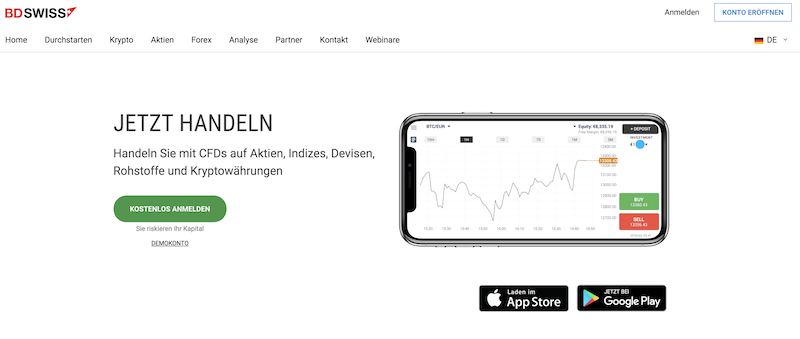 BDSwiss Webseite