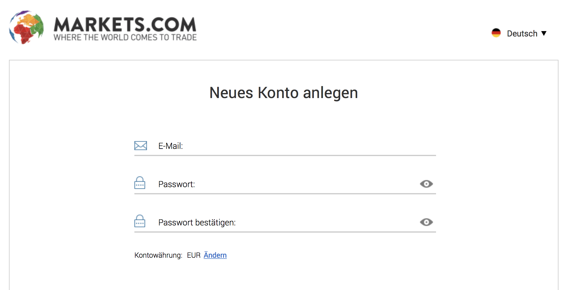 Markets.com Kontoeröffnung