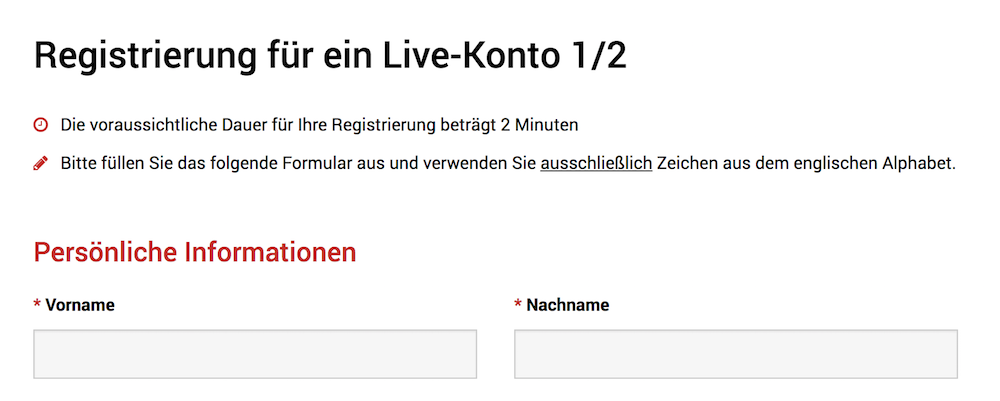 XM.com Kontoeröffnung