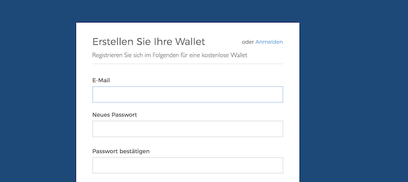 Blockchain.info Wallet Eröffnung