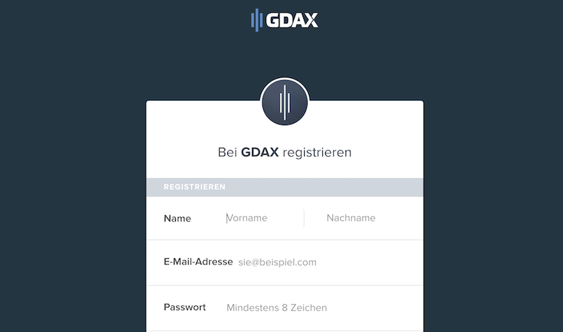 GDAX Kontoeröffnung