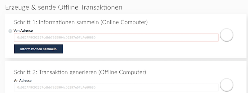 MyEtherWallet offline Transaktionen