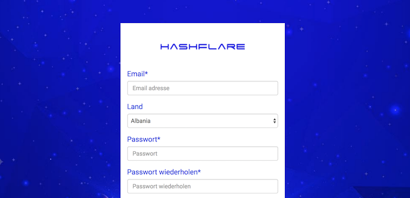 HashFlare Anmeldung