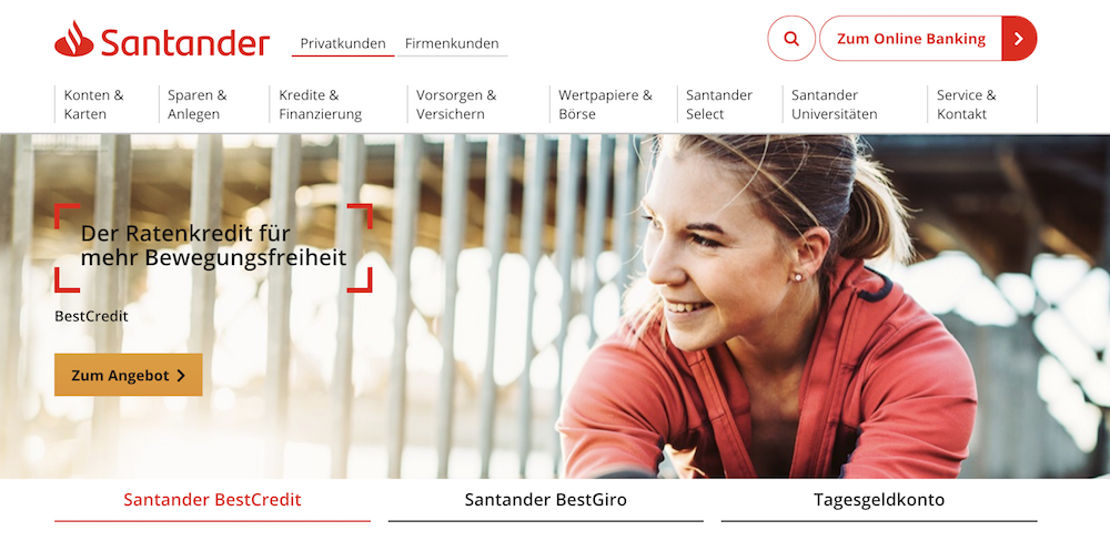 Sina Produkt der Santander Bank