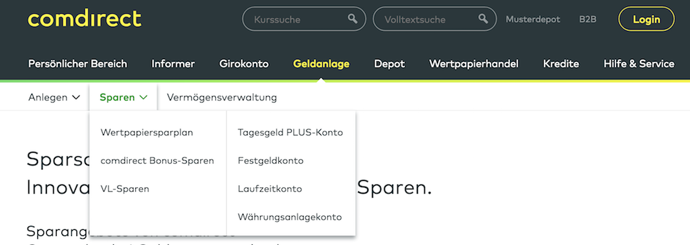 Sparen bei comdirect kann sehr umfangreich sein