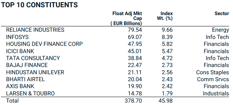 Top Positionen MSCI India